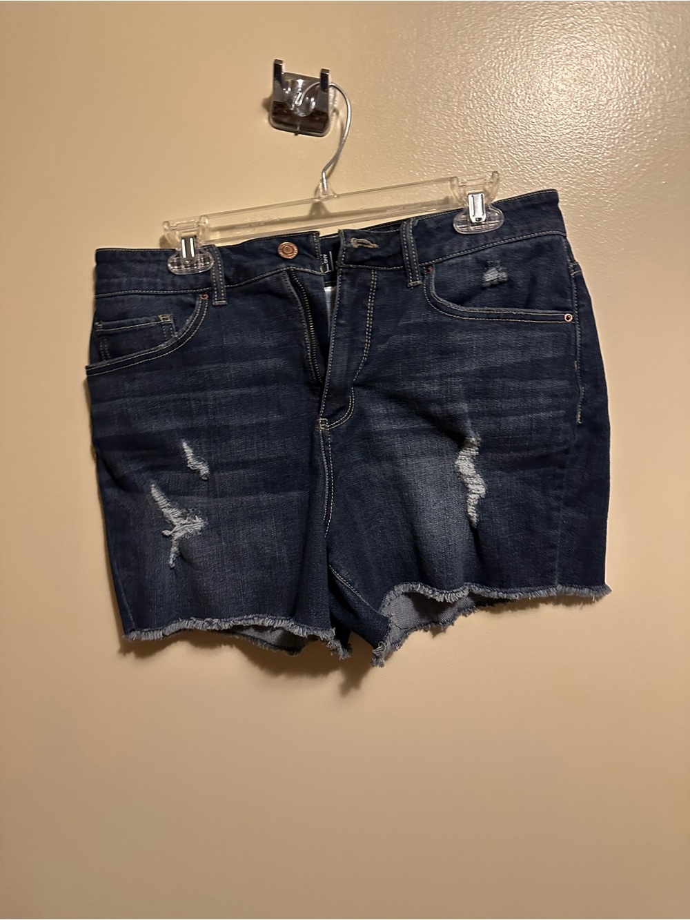 Time and Tru Dark Blue Distressed Denim Cutoff Shorts